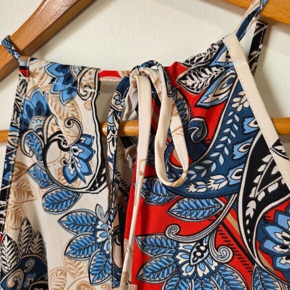 NEVER WORN SHEIN HALTER FRINGED BOHO PAISLEY HANKY SHORT DRESS SZ LARGE - Picture 6 of 14